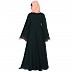 Fashionable Umbrella abaya with embroidery work -Bottle Green